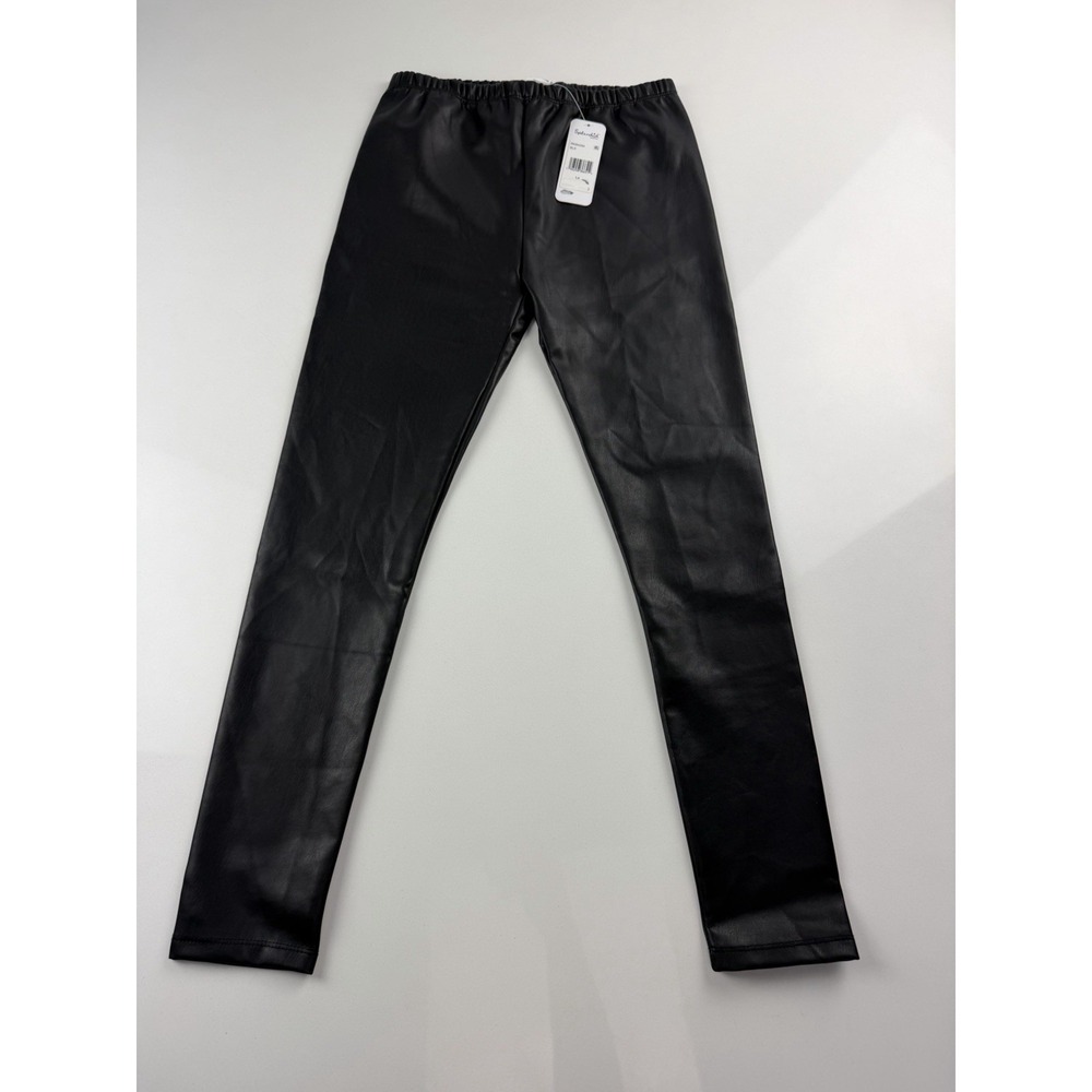 Splendid Girls Faux Leather Leggings Kids Size 14 Black Pull On Stretch NWT